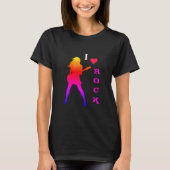 I Liebe Rock Music T - Shirt mit Gitarrenspielerin (Vorderseite)