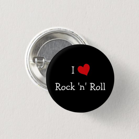 I Liebe Rock 'n' Roll Button (Vorne & Hinten)