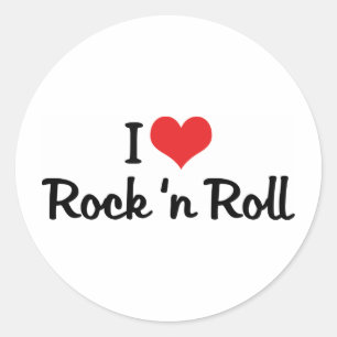 I Liebe Rock 'n Roll Runder Aufkleber