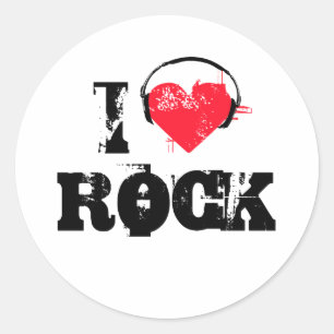 I Liebe Rock Runder Aufkleber
