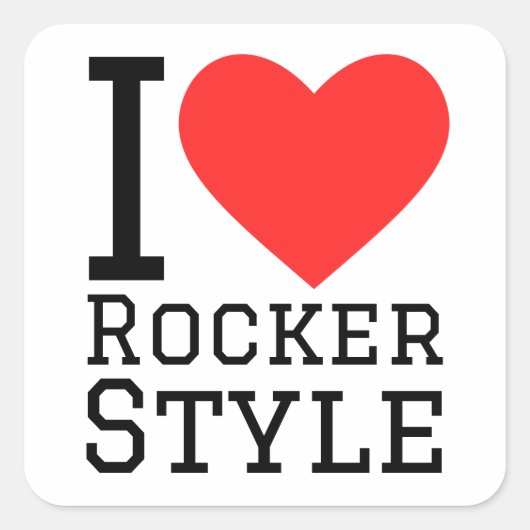 I Liebe Rocker Style Quadratischer Aufkleber (Vorderseite)