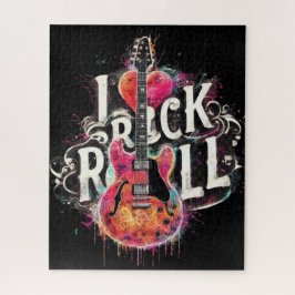 I Liebe Rock'n'Roll Electric Gitarre Malerei Rot Puzzle