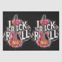 I Liebe Rock'n'Roll Electric Guitar Decoupage Seidenpapier