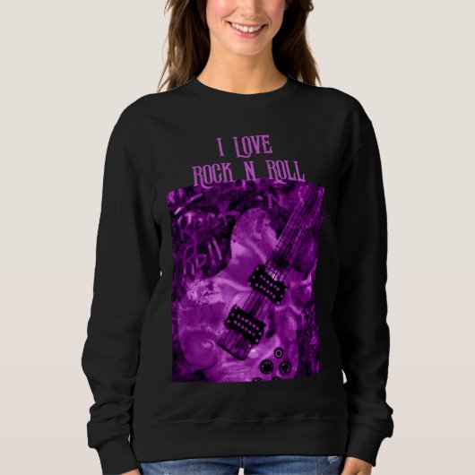 I Liebe Rock'n'Roll Electric Guitar Malerei Lila Sweatshirt (Vorderseite)