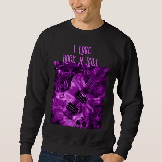 I Liebe Rock'n'Roll Electric Guitar Malerei Lila Sweatshirt (Vorderseite)