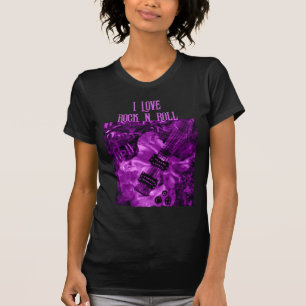 I Liebe Rock'n'Roll Electric Guitar Malerei Lila T-Shirt