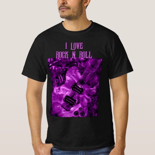 I Liebe Rock'n'Roll Electric Guitar Malerei Lila T-Shirt (Vorderseite)