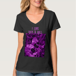 I Liebe Rock'n'Roll Electric Guitar Malerei Lila T-Shirt