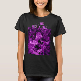 I Liebe Rock'n'Roll Electric Guitar Malerei Lila T-Shirt