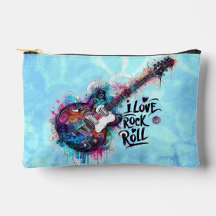 I Liebe Rock'n'Roll Electric Guitar Music Art Blue Zubehörtasche