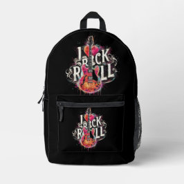 I Liebe Rock'n'Roll Electric Guitar Painting Bedruckter Rucksack