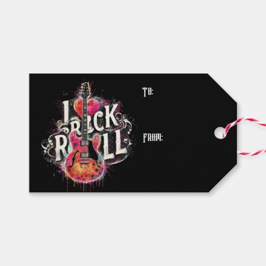 I Liebe Rock'n'Roll Electric Guitar Painting Geschenkanhänger (Vorderseite (Horizontal))