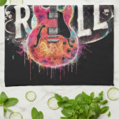 I Liebe Rock'n'Roll Electric Guitar Painting Geschirrtuch (Gefaltet)