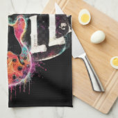 I Liebe Rock'n'Roll Electric Guitar Painting Geschirrtuch (Viertel Falte)