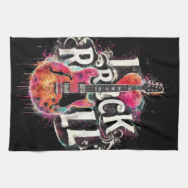 I Liebe Rock'n'Roll Electric Guitar Painting Geschirrtuch