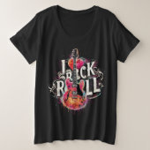 I Liebe Rock'n'Roll Electric Guitar Painting Große Größe T-Shirt (Design vorne)