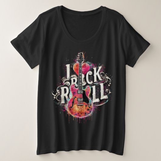 I Liebe Rock'n'Roll Electric Guitar Painting Große Größe T-Shirt (Design vorne)