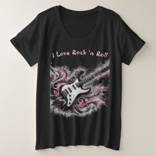 I Liebe Rock'n'Roll Electric Guitar Painting Große Größe T-Shirt