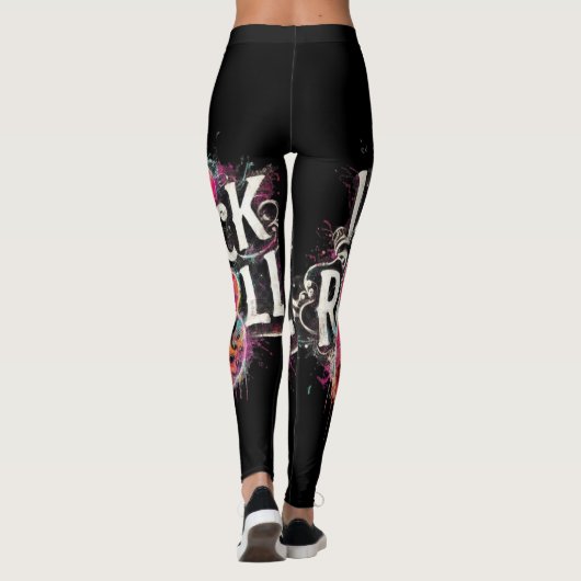 I Liebe Rock'n'Roll Electric Guitar Painting Leggings (Rückseite)