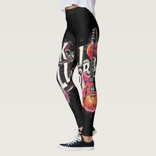 I Liebe Rock'n'Roll Electric Guitar Painting Leggings (Links)