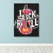 I Liebe Rock'n'Roll Electric Guitar Painting Leinwanddruck (Insitu (Holzboden))