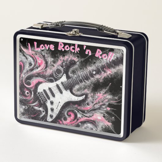I Liebe Rock'n'Roll Electric Guitar Painting Metall Brotdose (Vorderseite)