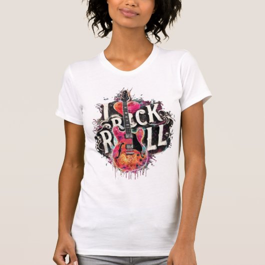 I Liebe Rock'n'Roll Electric Guitar Painting Music T-Shirt (Vorderseite)