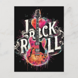 I Liebe Rock'n'Roll Electric Guitar Painting Postkarte