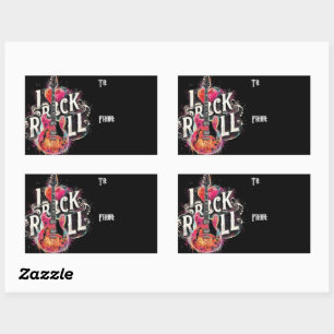 I Liebe Rock'n'Roll Electric Guitar Painting Rechteckiger Aufkleber