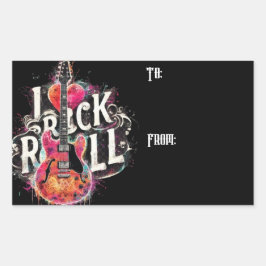 I Liebe Rock'n'Roll Electric Guitar Painting Rechteckiger Aufkleber