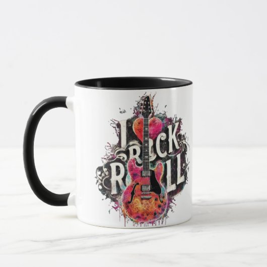 I Liebe Rock'n'Roll Electric Guitar Painting Tasse (Links)