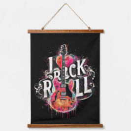I Liebe Rock'n'Roll Electric Guitar Painting Wandteppich Mit Holzrahmen