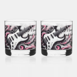 I Liebe Rock'n'Roll Electric Guitar Painting Whiskyglas