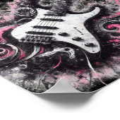 I Liebe Rock'n'Roll Electric Guitar Pink Black Poster (Ecke)