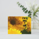 I Liebe Rock'n'Roll Postkarten Sonnenblume hell (Stehend Vorderseite)