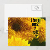 I Liebe Rock'n'Roll Postkarten Sonnenblume hell (Vorne/Hinten)