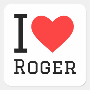 I Liebe Roger Quadratischer Aufkleber