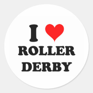 I Liebe Roller Derby Runder Aufkleber