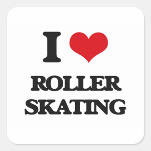 I Liebe Roller Skaten Quadratischer Aufkleber