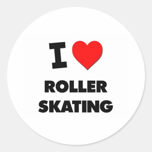 I Liebe Roller Skaten Runder Aufkleber (Vorderseite)