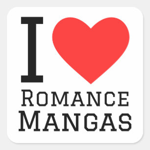 I Liebe Romance Manga Quadratischer Aufkleber