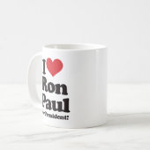 I Liebe Ron Paul für Präsidenten Kaffeetasse (Vorderseite Links)