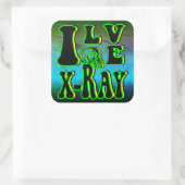 I Liebe Röntgen Quadratischer Aufkleber (Tasche)