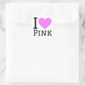 I Liebe rosa Quadratischer Aufkleber (Tasche)