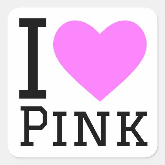 I Liebe rosa Quadratischer Aufkleber (Vorderseite)