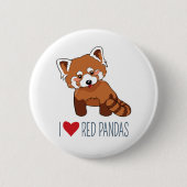 I Liebe-rote Pandas - Cartoon-roter Panda Button (Vorderseite)