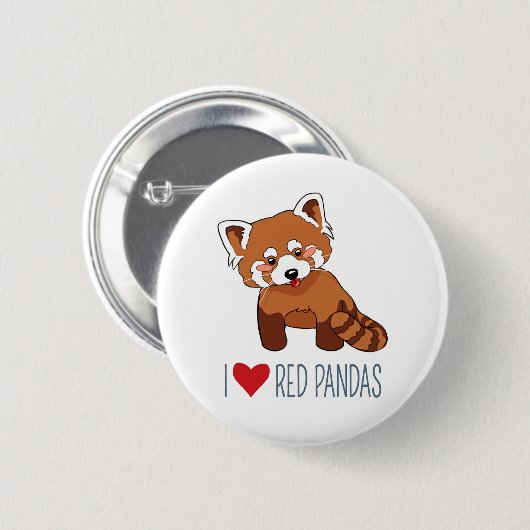 I Liebe-rote Pandas - Cartoon-roter Panda Button (Vorne & Hinten)