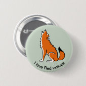 I Liebe Rote Wölfe - Wildtiere - USA Button (Vorne & Hinten)