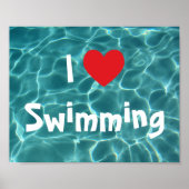 I Liebe Rotes Herz mit Aqua Pool Wasser Poster (Vorne)