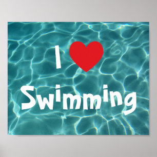 I Liebe Rotes Herz mit Aqua Pool Wasser Poster